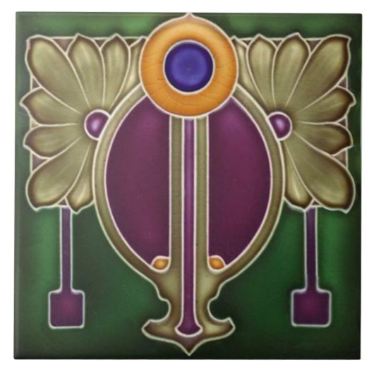 ReproドイツJugendstilアールヌーボー/アールデコ タイル (正面)