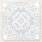 Reproポルトガル語ブルージオメトリックアズレホスフローラ ガラスコースター (裏面)