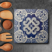 Reproポルトガル語ブルージオメトリックアズレホスフローラ タイル