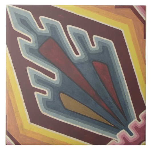 ReproヴィンテージのカラフルEncaustic Geometric Tile タイル (正面)