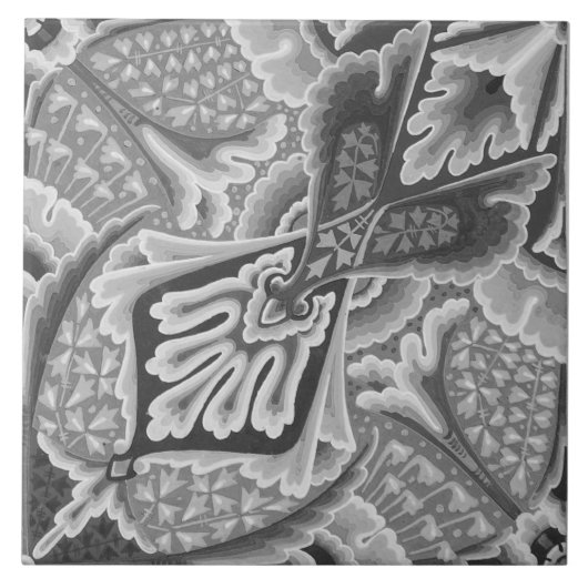 Reproヴィンテージジオメトリグレーフローラタイル タイル (正面)