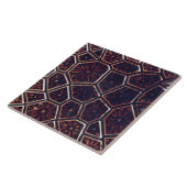 Reproヴィンテージフェイクレリーフ、 浮き彫りブラウン幾何学的フローラT タイル (側面)