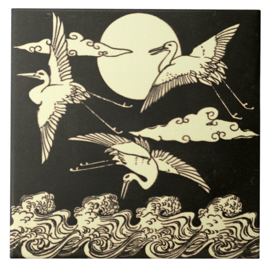 Reproヴィンテージミントンブラックとホワイトイングリッシュタイル タイル (正面)