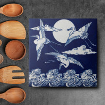 Reproヴィンテージミントンブルーとホワイトイングリッシュタイル