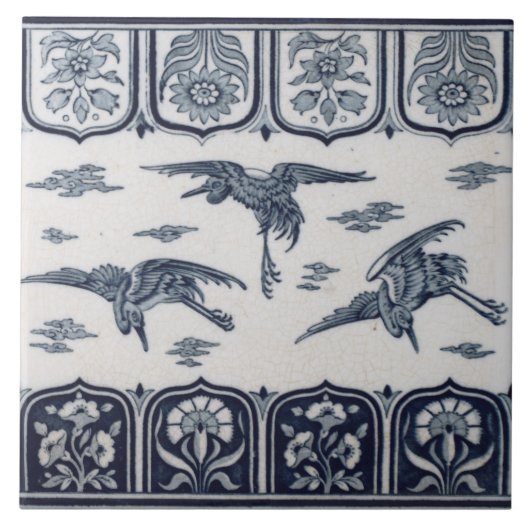 Reproヴィンテージミントン白黒英語タイル タイル (正面)