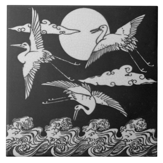 Reproヴィンテージミントン白黒英語タイル タイル (正面)