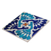 Reproヴィンテージ青のジオメトリフローラタイル タイル (側面)