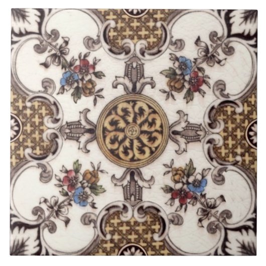 Repro英ビクトリアン語クローバーフローラ転送 タイル (正面)