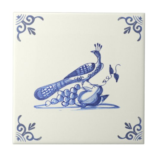 Repro 1700sハンドピーコ色彩の鮮やかックフルーツブルーホワイト タイル (正面)