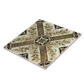 Repro 1880ビクトリアンsセピア幾何学フローラ タイル (側面)