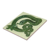Repro 1880s De Morgan Green Snake with Apple タイル (側面)
