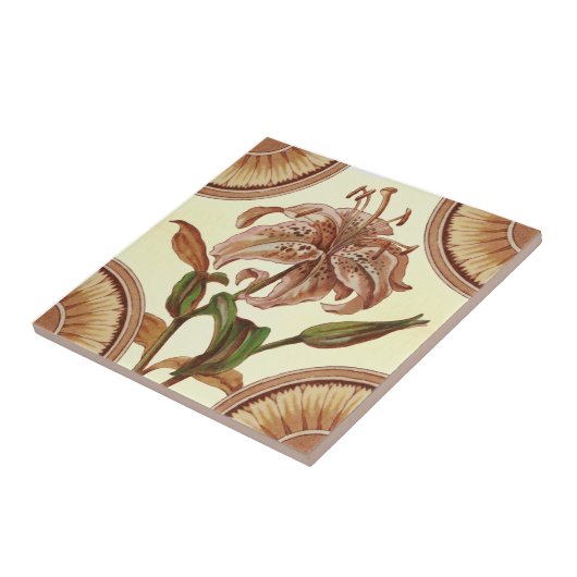 Repro 1885 Asian Lilly Transferware タイル (側面)