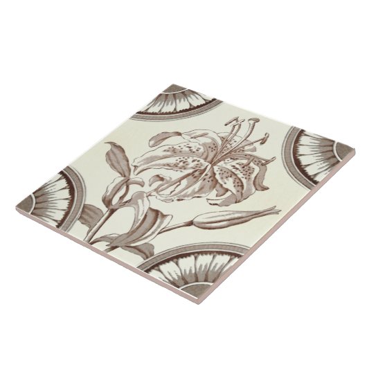 Repro 1885 Sepia Lily Transferware タイル (側面)