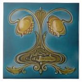 Repro 1900年代初期の英語アールヌーボーフローラ タイル (正面)