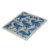 Repro De Morgan Ducks in Blue & Silver on White タイル (側面)