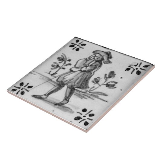 Repro Deftware Man Black Delft Tile タイル (側面)