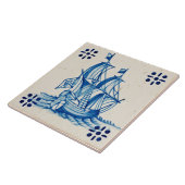 Repro Deftware Sail Ship Blue Delft Tile タイル (側面)