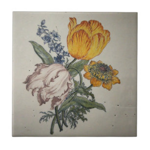 Repro Delft BlueフローラTulipタイル タイル
