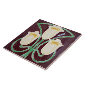 Repro Edwardian Art Nouveau Red Tulip Floral タイル (側面)