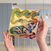 Repro Edwardian Art Nouveau Tiger Snake Tile タイル