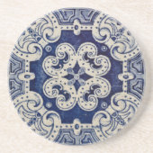 Repro Portuguese Blue Geometric Azulejos Floral コースター (正面)