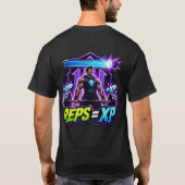 Reps Equals XP: レベルアップ ゲーム 体型構築 Tシャツ (裏面)