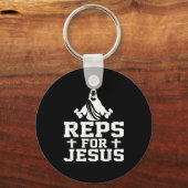 Reps For Jesus Funny Christian Gym Fitness Biceps  キーホルダー (正面)