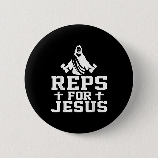 Reps For Jesus Funny Christian Gym Fitness Biceps  缶バッジ (正面)