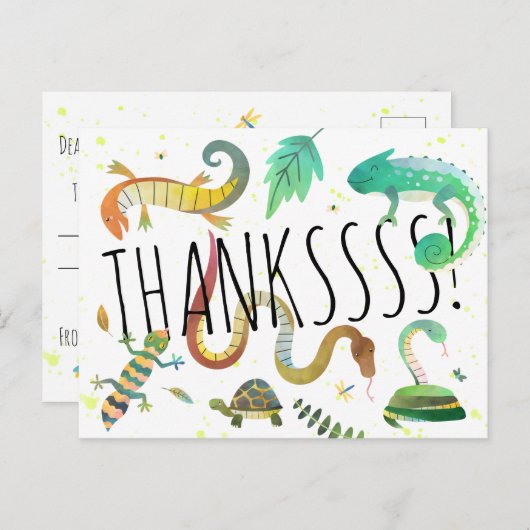 Reptileはがきパーティーお礼ノートカード ポストカード (正面/裏面)