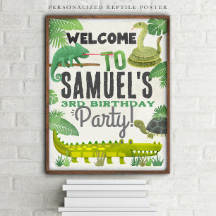 Reptile Birthdayパーソナライズされた Partyウェルカムサイン ポスター