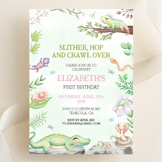 Reptile Birthday Party Invitation 招待状