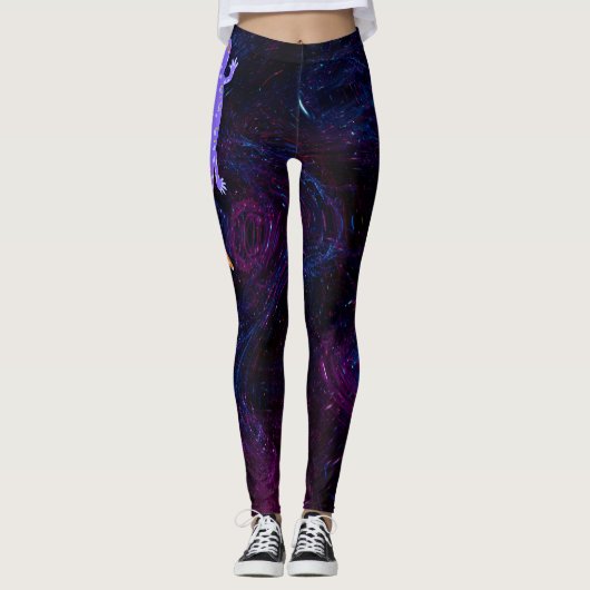 Reptile Inspired vibrant purple gecko Leggings レギンス (正面)