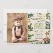 Reptile Kids 1st Birthday Photo 招待状 (正面)