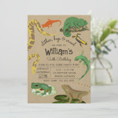 Reptile, Lizards & Amphibians Kids Birthday Kraft 招待状 (スタンド正面)