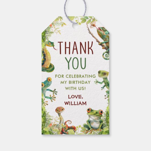 Reptile Show誕生日パーティー ギフトタグ (裏面)