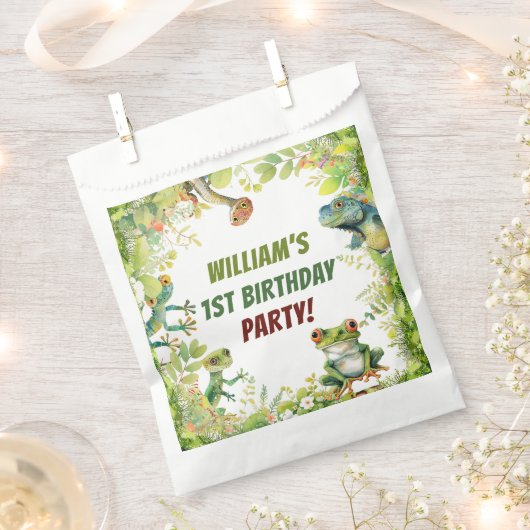 Reptile Show誕生日パーティー フェイバーバッグ (クリップ留めされた状態)