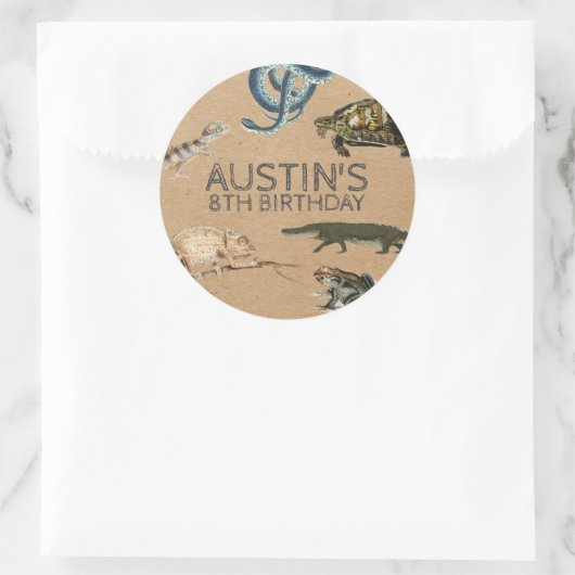 Reptile Show Birthday Partyありがとう ラウンドシール (バッグ)