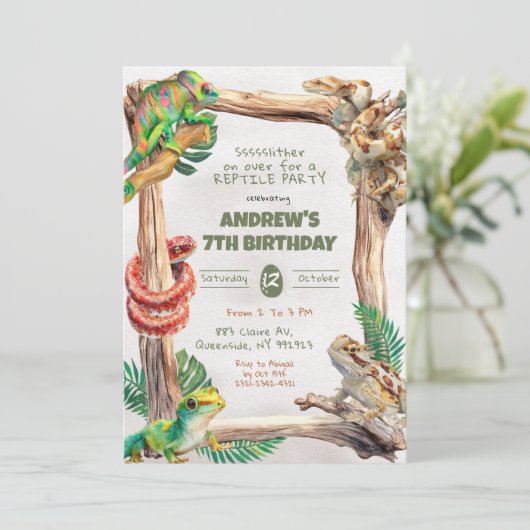 Reptiles Boy Birthday 招待状 (スタンド正面)