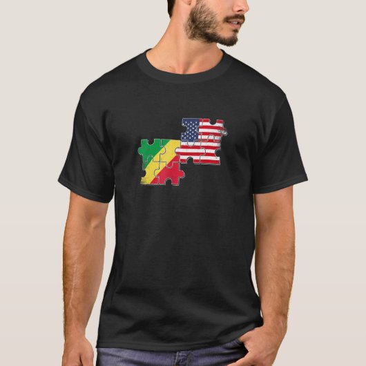 Republic Congo USA Congolese American Flag Tシャツ (正面)