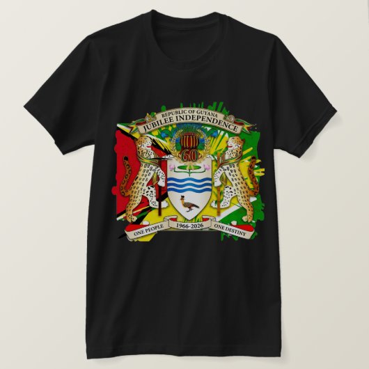 Republic Of Guyana 60th Jubilee Independence Anniv Tシャツ (デザイン正面)
