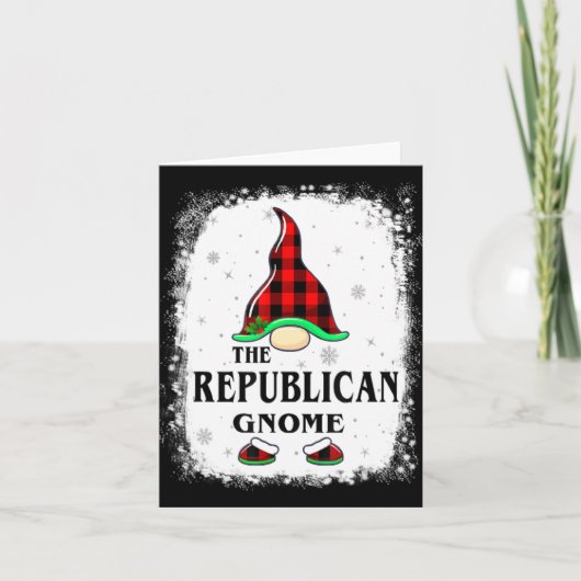 Republican Gnome Buffalo Plaid Matching Family Xma カード (正面)