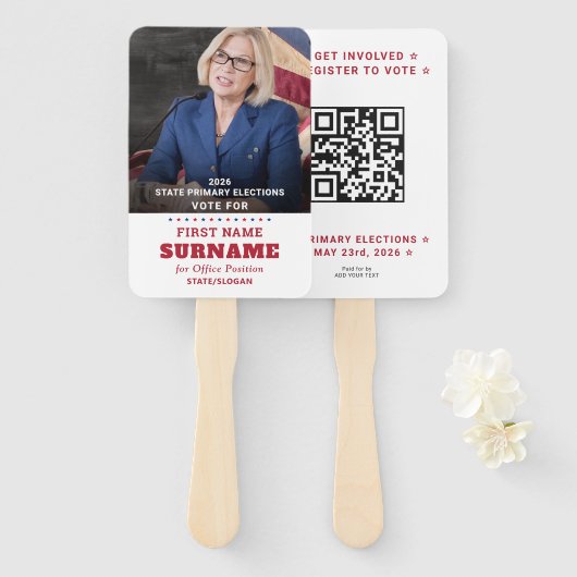 Republican Party Campaign Personalized QR & Photo ハンドファン (正面&裏面)