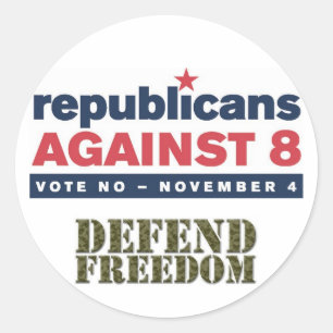 Republicans Against 8ステッカー ラウンドシール