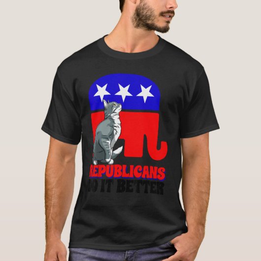 Republicans Do It Better Cat Politics USA American Tシャツ (正面)