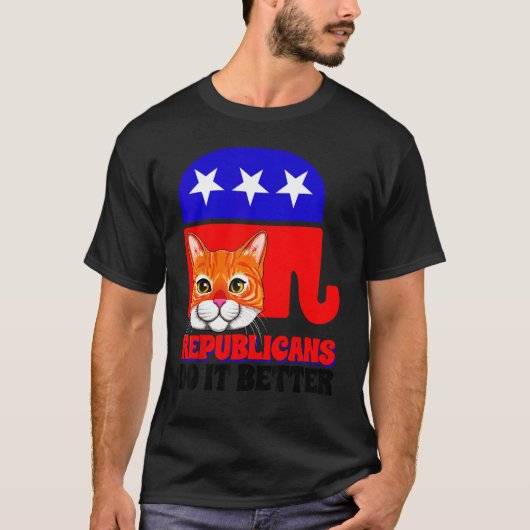 Republicans Do It Better Cat Politics USA American Tシャツ (正面)
