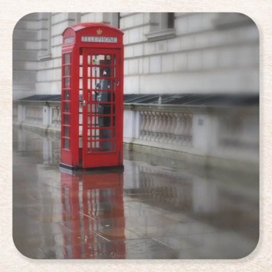Rereflections on a Red Phone Box - London Coaster スクエアペーパーコースター (正面)