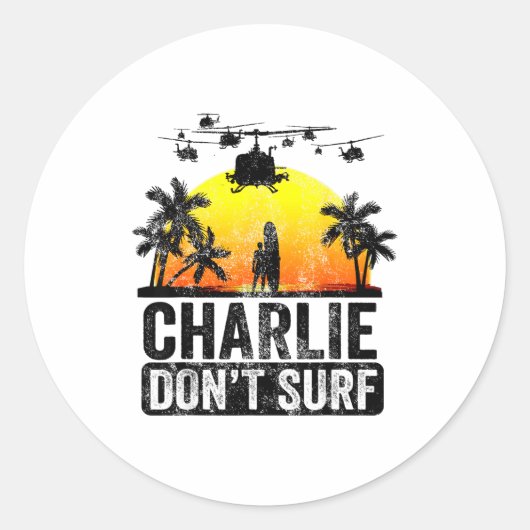 Rertro Vintage Charlie Dont Surf  ラウンドシール (正面)