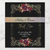 Resバラ金ゴールドメタリック&パールオンブラック ワインラベル (シングルラベル)