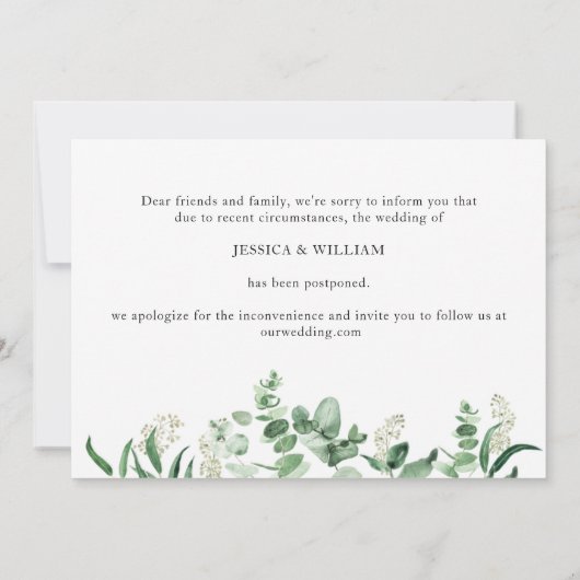 Reschedule the Eucalyptus Watercolor Event 招待状 (裏面)