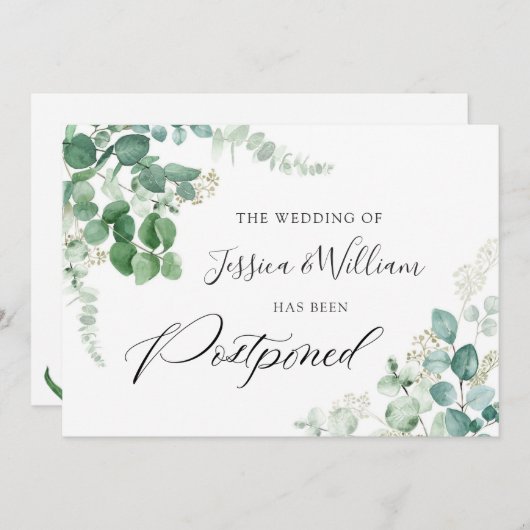 Reschedule the Eucalyptus Watercolor Event 招待状 (正面/裏面)